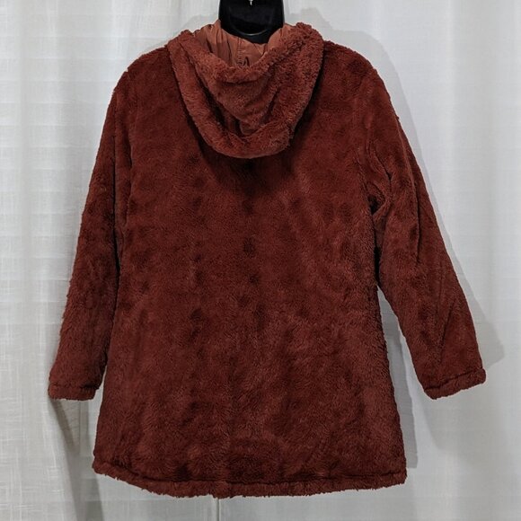 BEBE Women's Winter Coat Reversible Faux Fur Lined Anorak Parka Puffer Jacket - Picture 14 of 16